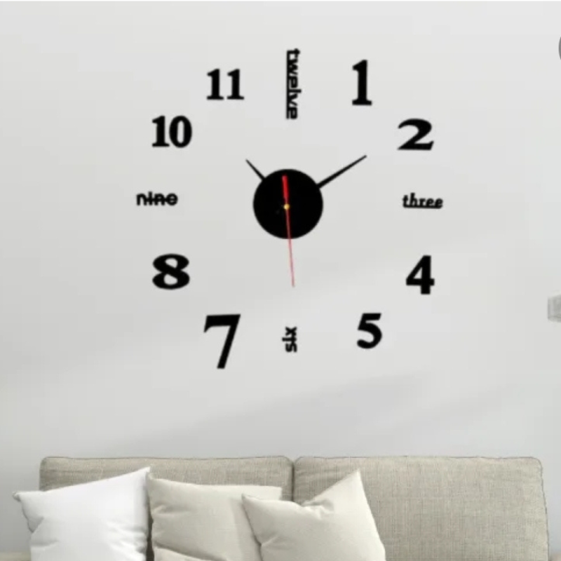 New 3D Roman Numeral Mirror Wall Clock Sticker Fashion DIY Quartz Clocks Watch Home Decoration Living Room